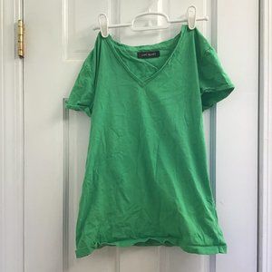 Kate Velvet Green V-Neck T-Shirt